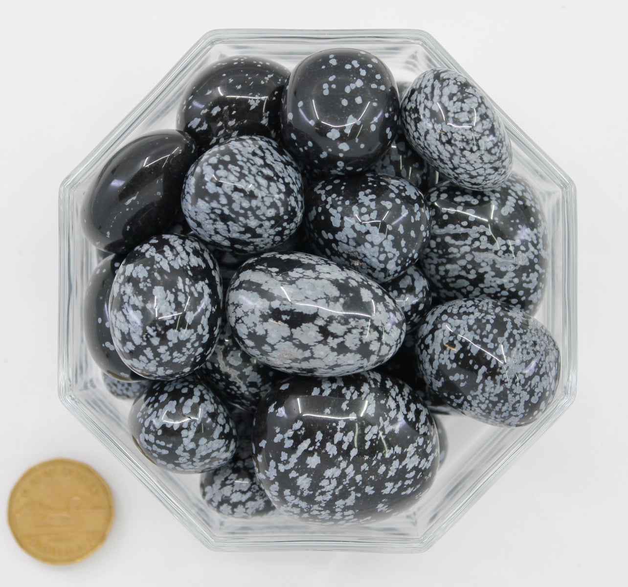 Obsidian Snowflakes Rounded Jumbo - Tumble