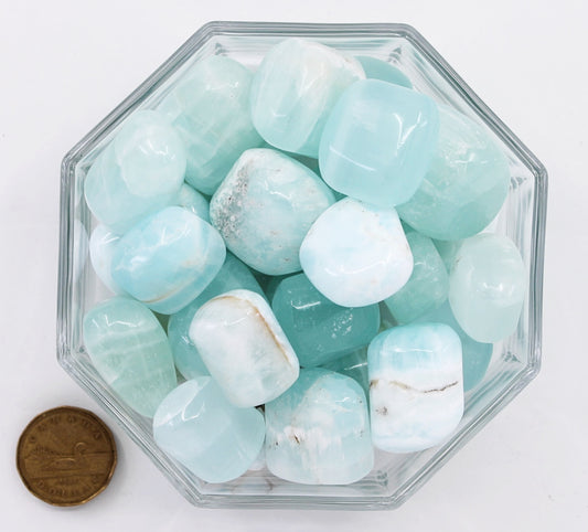 Calcite Caribbean Blue Large Extra - Tumbled