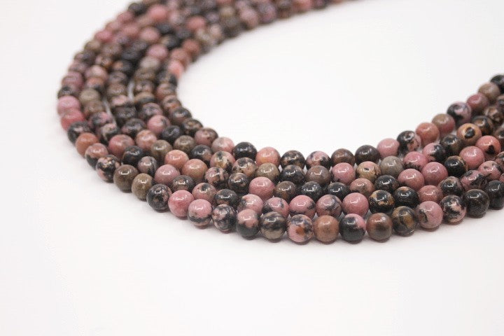 Rhodonite Pink Black - Beads