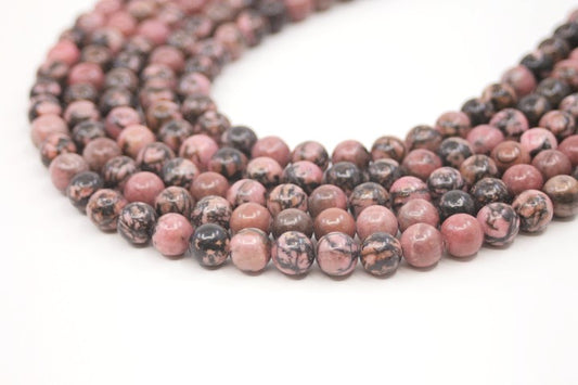 Rhodonite Pink Black - Beads
