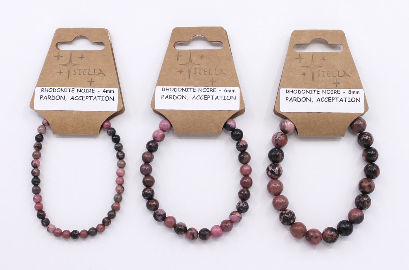 Rhodonite Pink & Black - Stone Bracelets