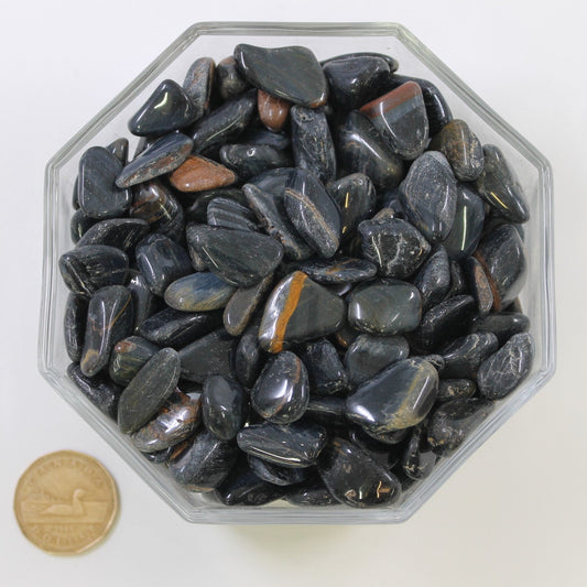 Tiger Eye Blue/Black Small - Tumbled